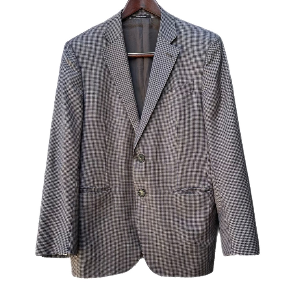 Ermenegildo Zegna Mila 100% Wool Houndstooth Blazer – Size 52R Switzerland